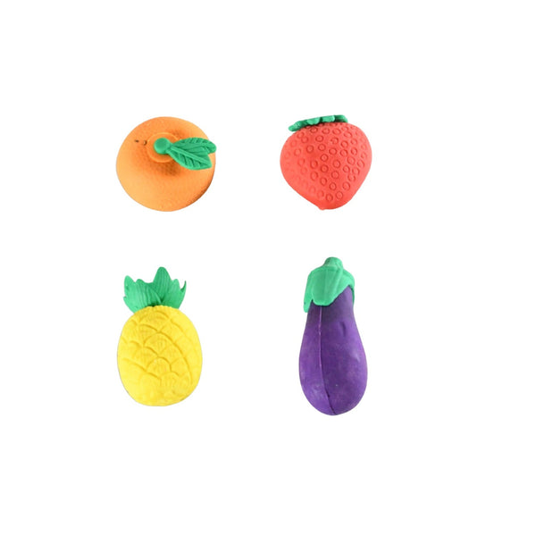 Mini Cute Veg & Fruit Erasers – 3D Colorful Eraser Set for Kids (4 Pc) the24kgal