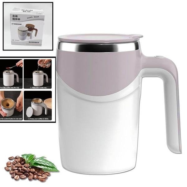 Stirring Coffee Mug | Magnetic Stirring Coffee Cup | Stainless Steel Mug for Milk | Travel Mixing Cup | Self Stirring Coffee Mug, Suitable for Coffee / Milk / Hot Chocolat | Battery Operated ( Battery Not Included) the24kgal