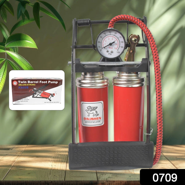 Dual-Cylinder Foot Pump, Portable Floor Bike Pump, 100PSI Air Pump the24kgal