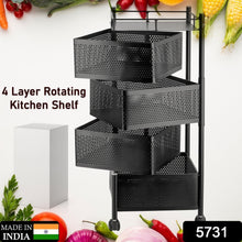 Metal High Quality Kitchen Trolley Kitchen Organizer Items and Kitchen Accessories Items for Kitchen Rack Square Design for Fruits & Vegetable Onion Storage Kitchen Trolley with Wheels (4 Layer) the24kgal
