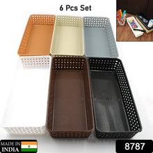 Plastic Multipurpose Desk Organizer Tray Office Drawer Dividers Storage Bins for Kitchen, Bathroom, Office, Makeup, Bedroom Dresser, Craft Basket Rack Multicolour (6 Pcs Set) the24kgal