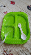 Plastic Food Plates / Biodegradable 3 Compartment Square Plate With Spoon for Food Snacks / Nuts / Desserts Plates for Kids, Reusable Plates for Outdoor, Camping, BPA-free (1 Pc) the24kgal