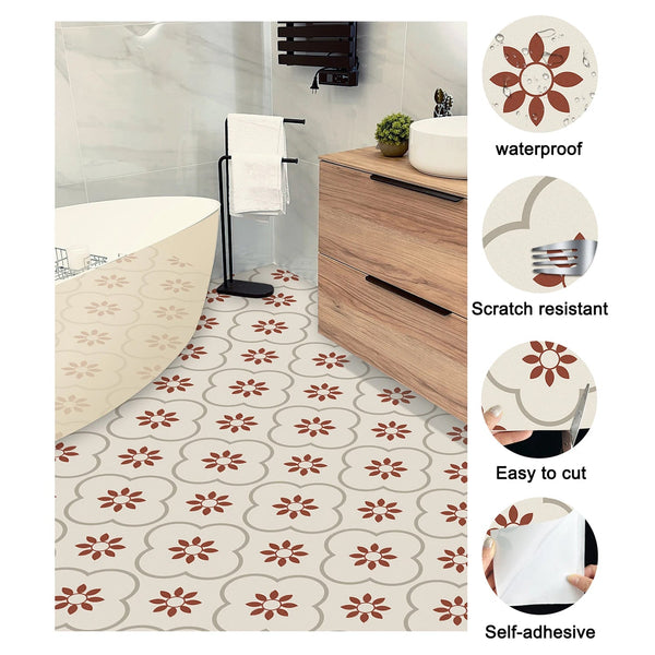 Peel and Stick Floor Tiles Kitchen / Bathroom Backsplash Sticker Detachable Waterproof DIY Tile Stickers for Wall Decoration Tiles Home Decoration (8x8 Inch / 10 Pcs Set) the24kgal