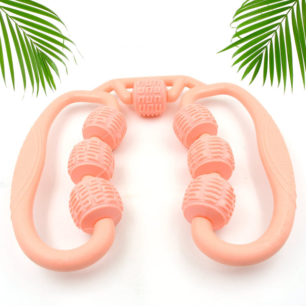 Muscle Massage Roller, 7 Wheels Relieve Soreness Leg Muscle Roller Fitness Roller Muscle Relaxer Massage Roller Ring Clip All Round Massaging Uniform Force Elastic PP Drop Shaped for Home Use (1 Pc) the24kgal