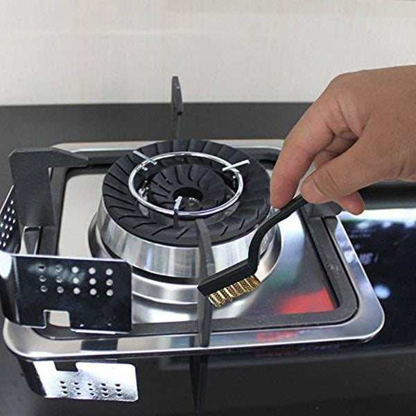 3pc Mini Wire Brush Set Brass Nylon Stainless Steel Bristles Household Cleaning Brush for Gas Stove, Smoke Machine Tool Burner Tiles Tap Rust Removal Welding Slag Dirt & Paint Scrubbing (3 Pcs Set) the24kgal