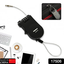 Multifunctional cable lock with number code for travel, sports Etc. Retractable Wire Lock,Wire Black Shell Combination Password. the24kgal