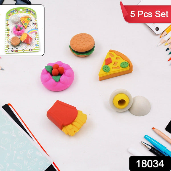 3D Food-Shaped Colorful Eraser Set – Cute Novelty Mini Erasers for Kids (5 Pc Set) the24kgal