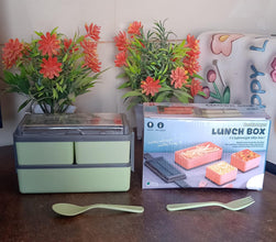 Plastic 3 Layer Leak Proof 3 Compartment Lunch Box for Office  (1 Pc) the24kgal