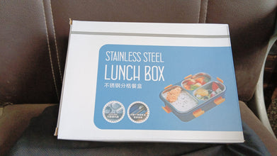 3 Compartment Transparent Stainless Steel Lunch Box with a Spoon and a Pair of Chopsticks (1 Set) the24kgal