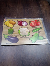 Wooden Vegetable Puzzle Learning Educational Board (1 Set / 28×20 Cm) the24kgal