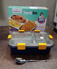 3 Compartment Transparent Stainless Steel Lunch Box for Kids the24kgal