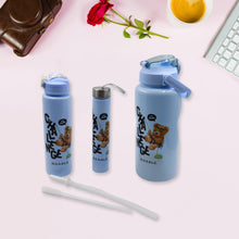 Plastic Water Bottle Set – BPA-Free, Leak-Proof, Cartoon Design for Kids & Gym (3 Pc Set) the24kgal