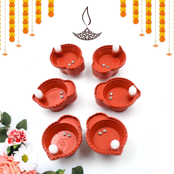Water Sensor Diyas for Diwali Decoration | Diyas for Home Decoration| Diwali Decoration Items for Home Decor Diyas | Diwali LED Diyas Candle with Water Sensing Technology E-Diya (6Pc Set) the24kgal
