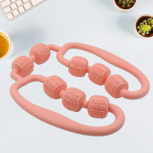 Muscle Massage Roller 8 Wheels Relieve Soreness Leg Muscle Roller Fitness Roller Muscle Relaxer Massage Roller Ring Clip All Round Massaging Uniform Force Elastic PP Drop Shaped for Home Use (1 Pc) the24kgal