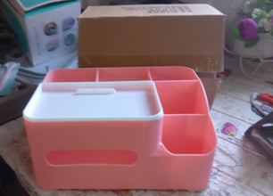 6-Compartment Desk Organizer – Multi-Function Storage for Tissue, Stationery, Remote & Mobile (Home/Office) the24kgal