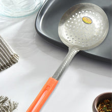 Colander Spoon, Non Slip Hand Polished Thickened Hot Pot Spoon for Kitchen for Restaurant, Stainless Steel Cooking Colander Skimmer Slotted Spoon Kitchen Strainer Ladle with Long Handle for Kitchen Cooking Baking (35 Cm) the24kgal