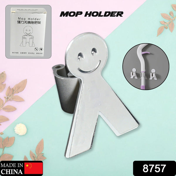 Smile Face Wall Mounted Brush & Broom Organize Holder, Hanger Storage Rack Kitchen Clip Seamless Mop Hook with Mounted Hanging (1Pc) the24kgal