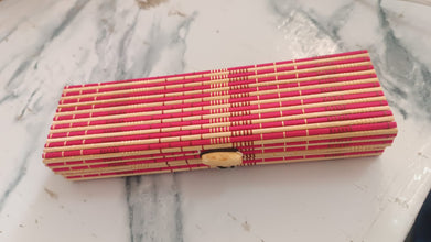 Multi-Purpose Handcrafted Bamboo Mat Style Pen Pencil & Makeup Box (1 Pc) the24kgal