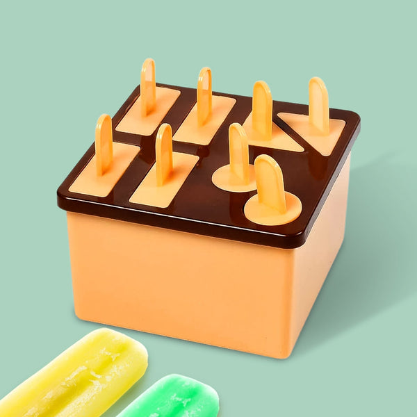 Plastic Kulfi Mold, Kulfi Molds 8 pcs Tray Ice Cream Mold Reusable Frozen Kulfi Maker sicle Sticks Lolly Ice sicle Candy Mold for Children pink Color (Brown Box) the24kgal