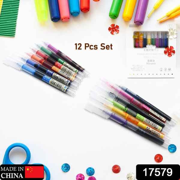 12 Color Rolling Ball Pens, Quick-Drying Ink 0.5 mm Extra Fine Point Roller ball Pens Straight Liquid Gel Ink Pens for Writing, Drawing, Journaling, Taking Notes, School Office Stationery (12 Pcs Set) the24kgal