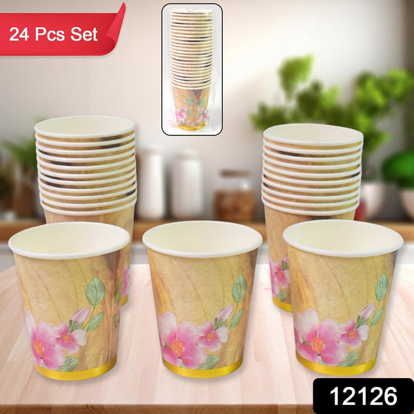 Disposable Paper Cups, Disposable Tea, Coffee Cups (24 Pcs Set / Mix Color & Design) the24kgal