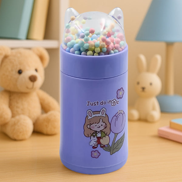 Girl Glass Water Bottle for School with Kid Sparkle Strap Cat Lid Sequins Glitter Glass Cup Birthday Gift Children 350ml (MOQ :- 75 pc) the24kgal