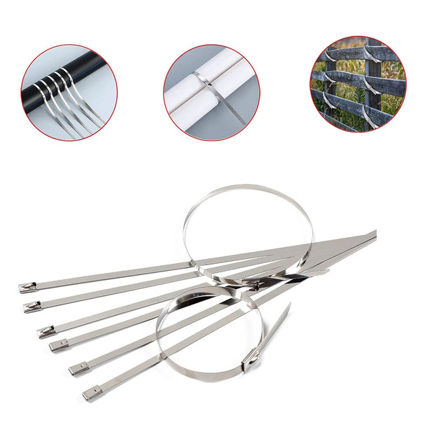 Stainless Steel Cable TIE Used for Solar, Industrial and Home Improvement Multipurpose HIGH Strength, Self-Locking Zip Ties, Multi-purpose Tie, Portable Rustproof 100Pcs Wide Application Zip Tie Set for Building (100 pcs Set / 4.6x200MM) the24kgal