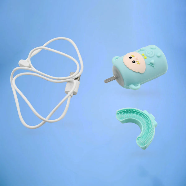 Electric Toothbrush With Light & Music, Kids U-Shaped 360Â° USB Rechargeable Plastic Automatic Toothbrush Portable Adjustable Cleaning Whitening Toothbrush with USB Charging Function Plastic + ABS for Kids the24kgal