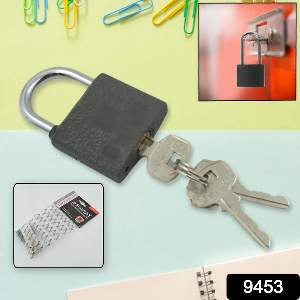 Iron lock, Brass Core and Thickened Black Iron Door Lock With 3 pc Keys for Home Dormitory, Waterproof Antirust Anti-theft locks Outdoor Gate Shed Locks Warehouse Small Iron Door Drawer Lock ( 37 mm ) the24kgal