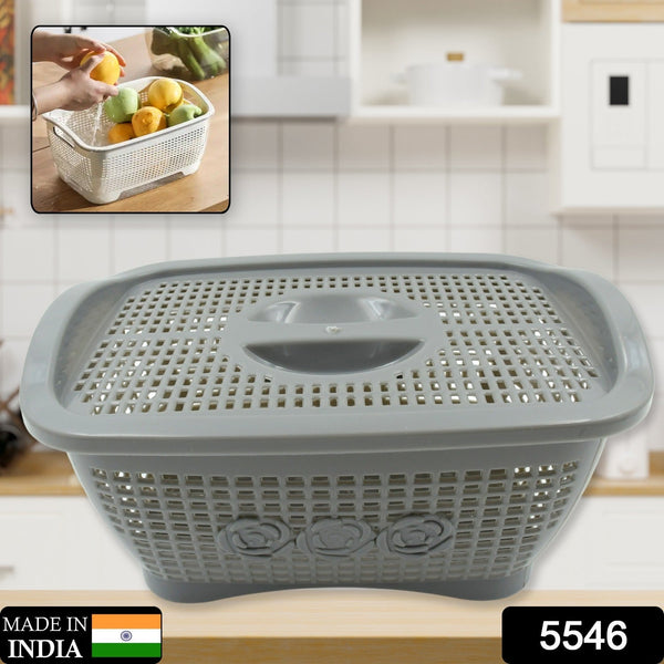 Multipurposes Plastic Basket, Organizer for Kitchen, Countertop, Cabinet, Bathroom with Lid, Plastic Storage Basket For Store Fruits, Vegetables, Magazines, Cosmetics, Stationary (1 Pc / Mix Color ) the24kgal