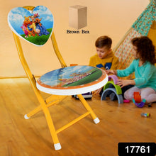 Heart Shape Kids Chair Cartoon Printed Foldable Kids / Children Folding Chair for Playrooms, Schools, Daycares, and Home. Metal and Fibre Body Picnic Beach Camping Chair (1 Pc) the24kgal