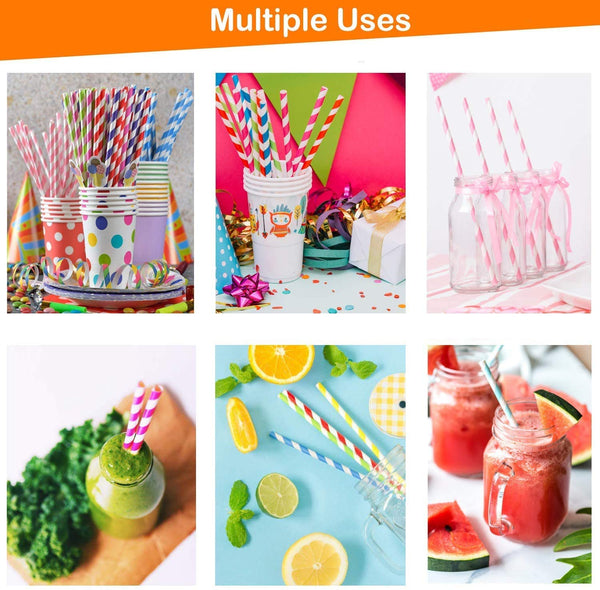 Home Paper Straws Durable & Eco-Friendly Colorful - Drinking Straws & Party Decoration Supplies, Adorable Solid Color Food Grade Paper Straws for Birthday, Wedding, Baby Shower Celebration (25 Pcs Set) the24kgal