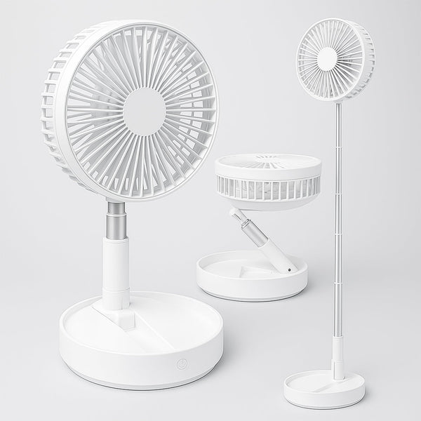 TELESCOPIC ELECTRIC DESKTOP FAN, HEIGHT ADJUSTABLE, FOLDABLE & PORTABLE FOR TRAVEL/CARRY | SILENT TABLE TOP PERSONAL FAN FOR BEDSIDE, OFFICE TABLE (Battery Not Include) the24kgal