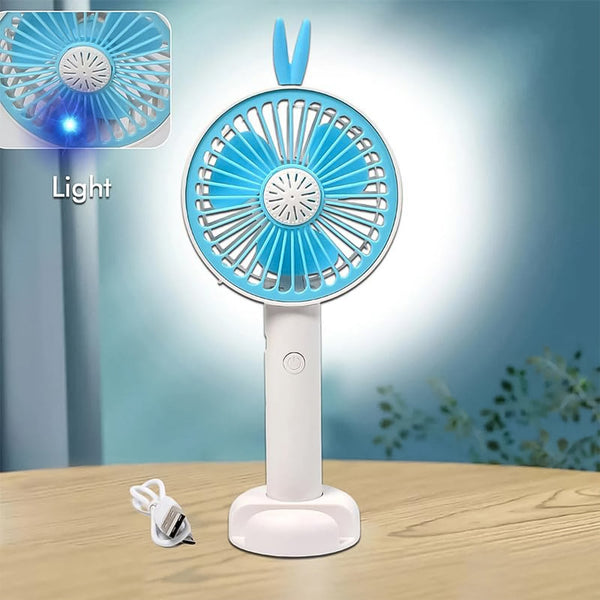Mini Portable Hand Fan USB Rechargeable Fan With Led Light Fan for Indoor and Outdoor Use by Women and Men Table Standing Stand Included (Battery Not Include) the24kgal