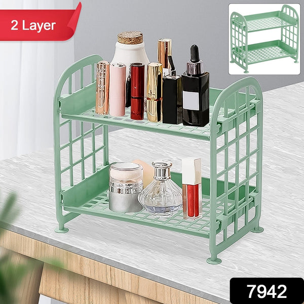 2Layer Foldable Plastic Small Storage Shelf / Rack (1 Pc / Mix Color) the24kgal