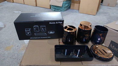 Bathroom Accessory Set Bathroom Decor Premium Quality (5 PCS) 1 X Tumbler,1 X Dispenser,1 X Toothbrush Holder, 1 X Soap Dish & 1 X Tray the24kgal