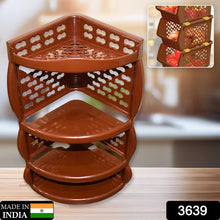 Multi Purpose Plastic Corner Rack a Stylish Storage Shelf for Kitchen / Living Room / Bathroom (1 Pc / 3 Layer ) the24kgal