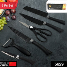 6 Pieces Professional Kitchen Knife Set, Meat Knife, Chef's Knife with Non-Slip Handle for Home, Kitchen and Restaurant with Chef Peeler and Scissor (Stainless Steel / 6 Pcs Set) the24kgal