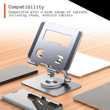 Aluminum Alloy 360°Rotating Bracket, Adjustable Tablet Stand, Portable Foldable Ergonomic Tablet Support the24kgal