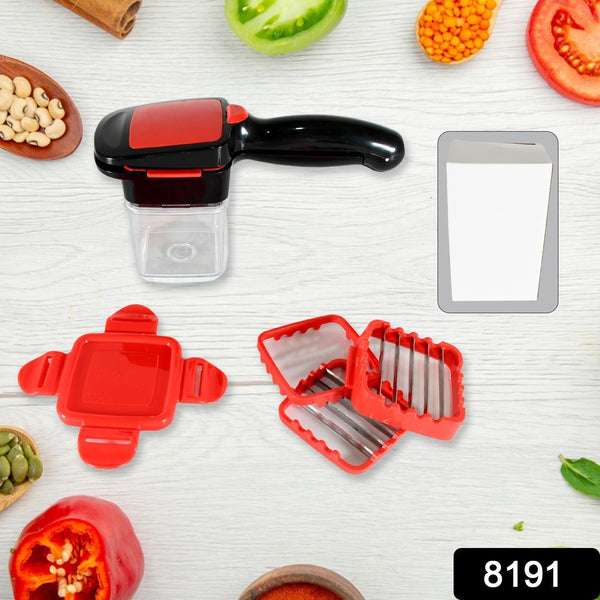 Multifunction Vegetable Cutter Manual Vegetable Quick Dicer Fruit Chopper Slicer with 3 Interchangeable Stainless Steel Blade Inserts, Non-Skid Base Slicer and Chopper the24kgal