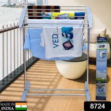 Multi-Functional Single Tier Mobile Towel Foldable Rack for Cloth and Towel / Stainless Steel and Plastic Made Mobile Towel and Cloth Rack Holder Indoor / Outdoor Standing Movable Cloth Dryer Rack, Balcony Cloth Drying Stand the24kgal