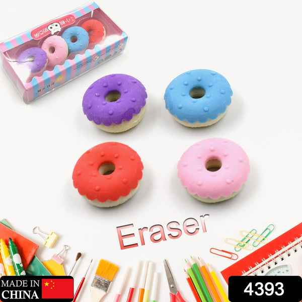 Donut Eraser for Girls & Boys / Eraser for School B'Day Return Gift Party Doughnut Lollipop Ice Cream Theme Shape Erasers Pencils Set for Kids Educational Stationary kit, School Supplies (1 Set 4 Pc) the24kgal