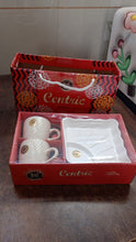 Cerntric Ceramic Tea Cup With Plastic Square Shape Serving Platter Milk Cup 3pc Set the24kgal
