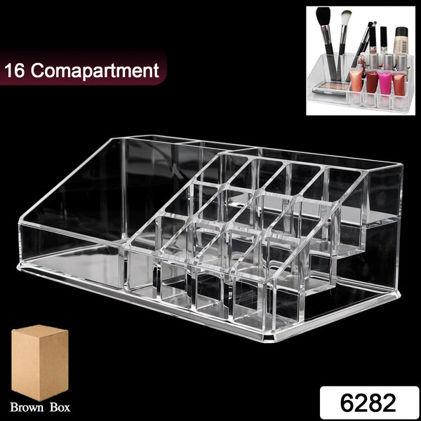 16 Compartment Cosmetic Makeup Jewellery Lipstick Storage Organiser Box, Cosmetic Storage Box Make-up Lipstick Organizer / Lipstick Holder Case  Transparent the24kgal