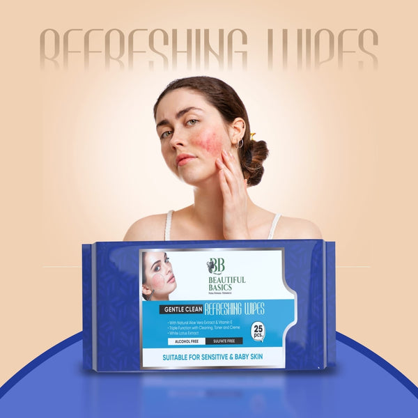 Refreshing Wet Wipes for Face | Facial Cleansing | Refreshing & Skin Hydration| Soothing for skin | pH Balance & Alcohol Free | Nourishing with Fruit extract | 25 Wipes the24kgal