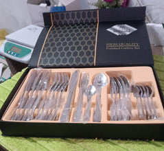 Premium Silver Daily Use Cutlery Set Stainless Steel Luxury Combo Set of 24 the24kgal