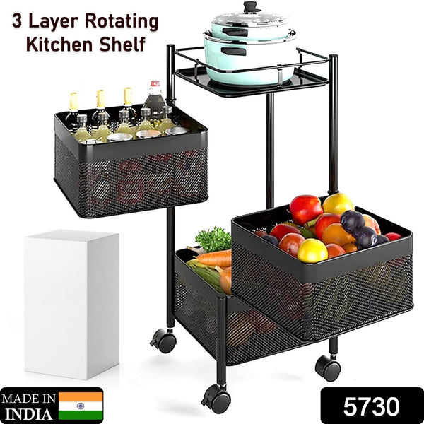 Metal High Quality Kitchen Trolley Kitchen Organizer Items and Kitchen Accessories Items for Kitchen Rack Square Design for Fruits & Vegetable Onion Storage Kitchen Trolley with Wheels (3 Layer) the24kgal