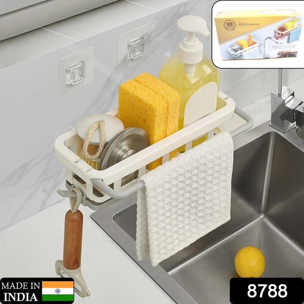 Multipurpose Platic Hanging Drain Rack Retractable Sponge Storage Hanging Rack With Adhesive Hook for Kitchen and Bathroom Dishcloth Holders Basket Drying Tray Organizer the24kgal