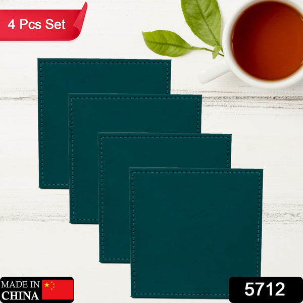 Square Leather Tea Coaster Set – Durable Dining & Coffee Table Decor (4 Pc) the24kgal