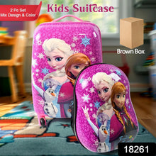 Kids Travel Suitcase with 4 Wheels (2 Pcs Set / 1 Big & 1 Small Shoulder Bag / Mix Design & Color) the24kgal